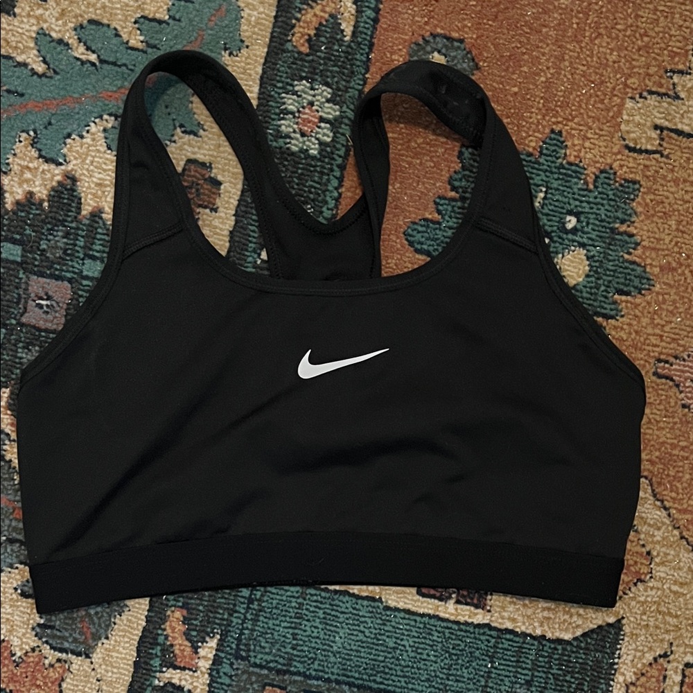 Nike Women's Black Sports Bra with White Logo